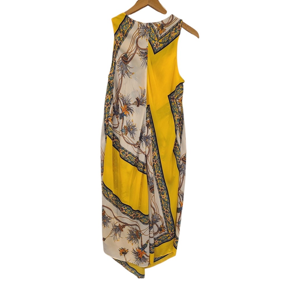 Zara Yellow Scarf Print Handkerchief Hem Midi Dress Medium Lightweight‎ Flowy - Picture 6 of 8